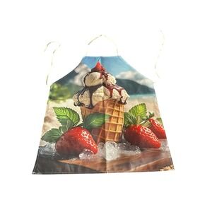 NEW novelty adult ONE SIZE apron full coverage canvas funny ICE CREAM STRAWBERRY